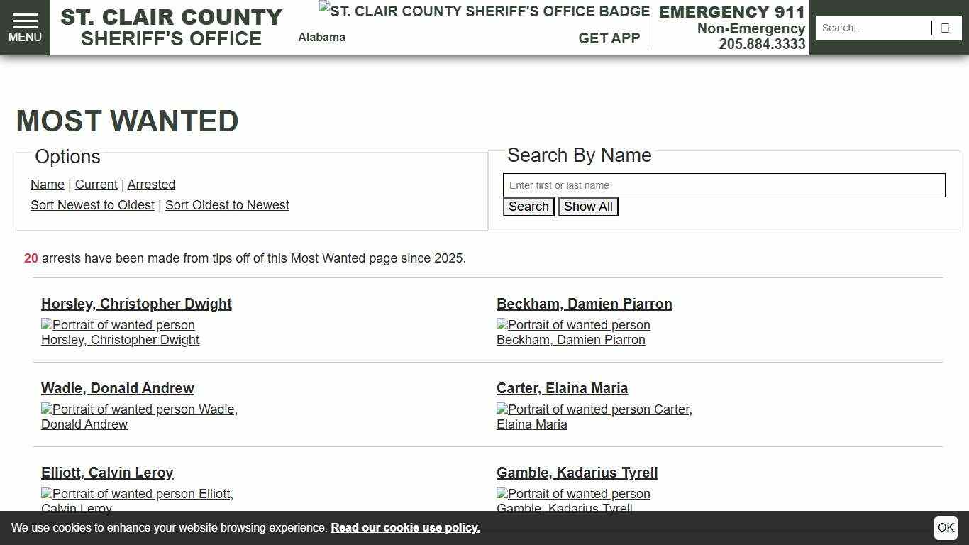 Most Wanted St. Clair County Sheriff's Office