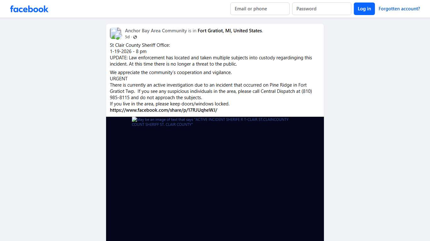 Residents of Richmond, MI and the Surrounding Areas St Clair County Sheriff Office: Facebook